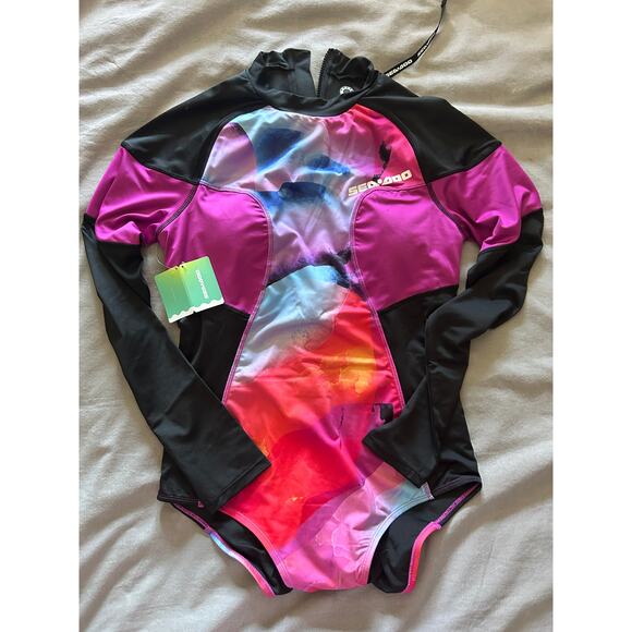 Women's Sea-Doo Sz LARGE One Piece Rash Guard Swimsuit UV Protection Surfing NEW - Picture 3 of 3